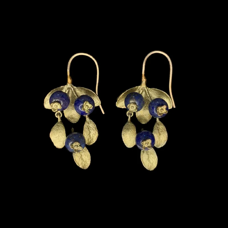 Ladies earrings with fin studs -Blueberry Earrings - Wire