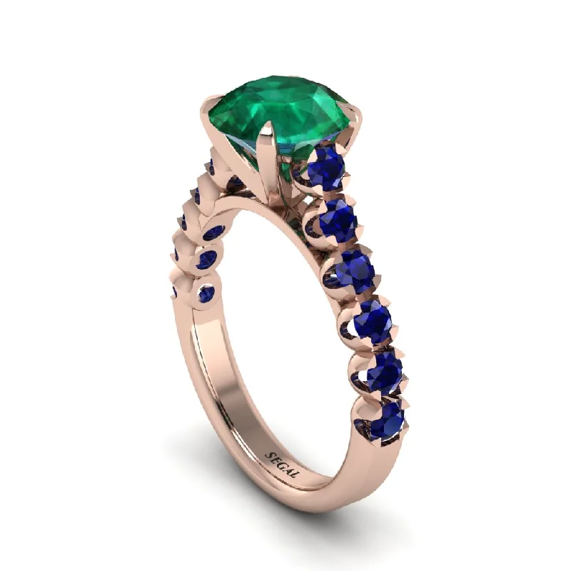 Ladies engagement rings soft elegance -2ct Round Cut Emerald 14K Gold Engagement Ring - Christina No. 65