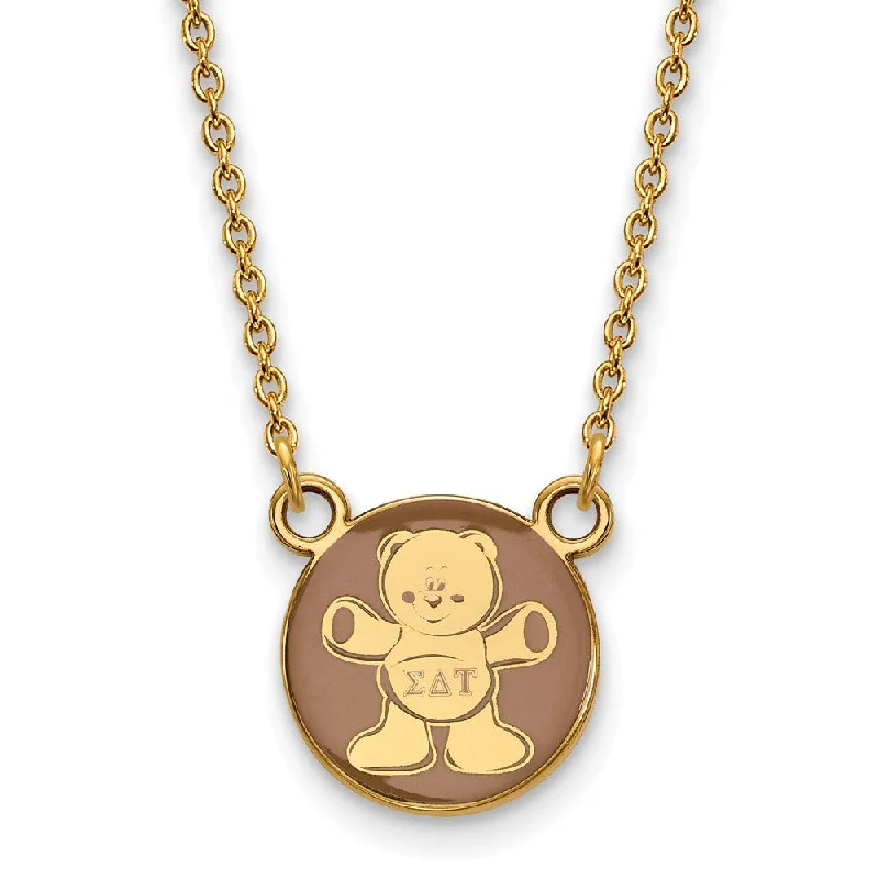 ladies-fashion-silver-necklaces-14K Plated Silver Sigma Delta Tau Small Enamel Mascot Necklace