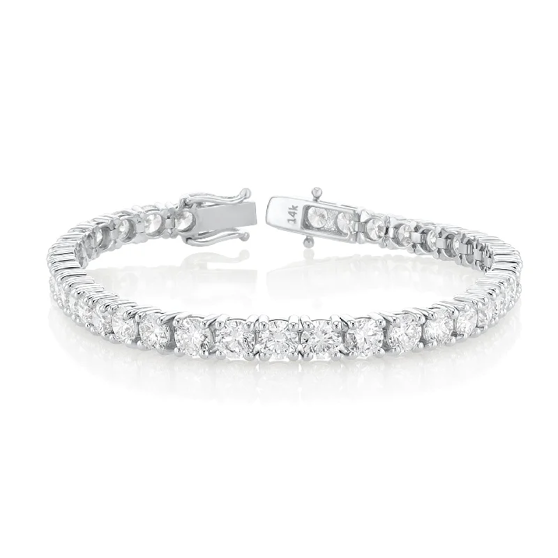 ladies-infinity-diamond-bracelets-12.00 Carat Round Lab Grown Diamond Tennis Bracelet set in 14K White Gold