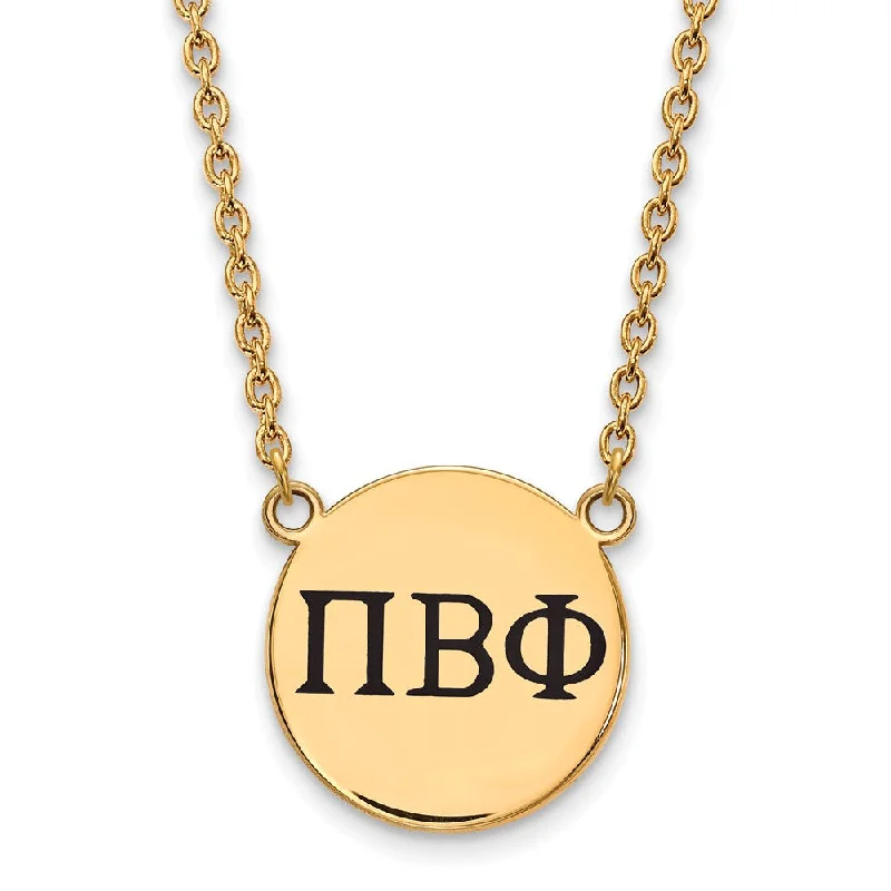 ladies-fashion-diamond-necklaces-14K Plated Silver Pi Beta Phi Large Enamel Greek Letters Necklace