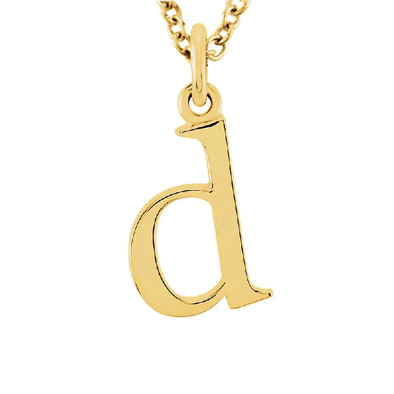 ladies-wedding-rose-gold-necklaces-The Abbey Lower Case Initial 'd' Necklace in 14k Yellow Gold, 16 Inch