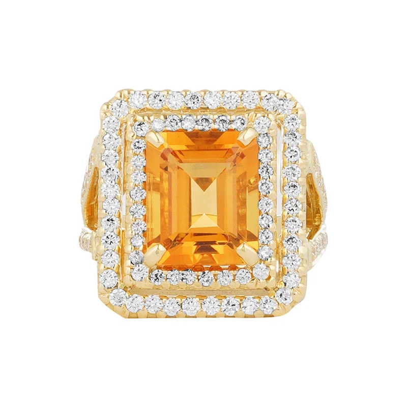 Ladies rings fine charm -Ring - Citrine and Diamond (2221L)