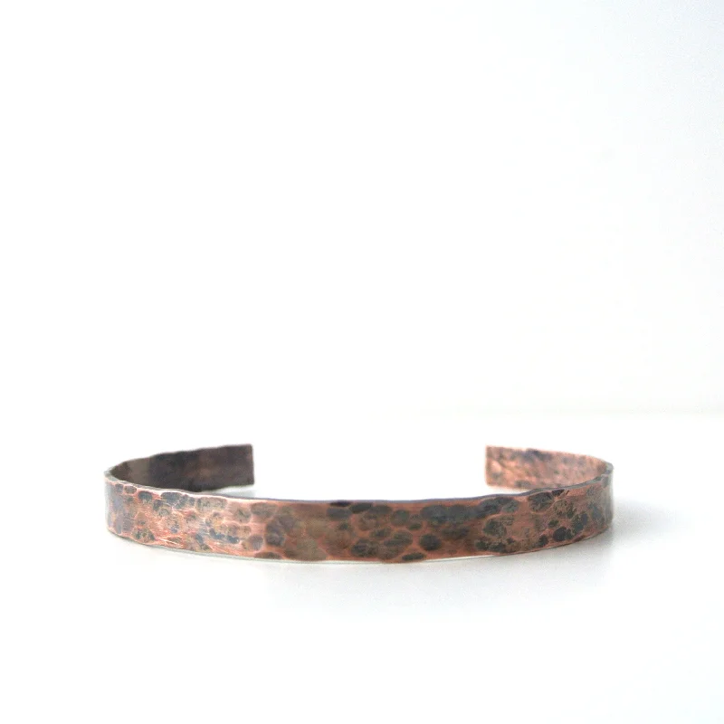 ladies-handmade-pearl-bracelets-Urban - Copper and Black Brushed Hammered Cuff Bracelet for Men