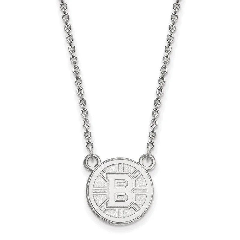 ladies-statement-rose-gold-necklaces-Sterling Silver NHL Boston Bruins Small Necklace, 18 Inch