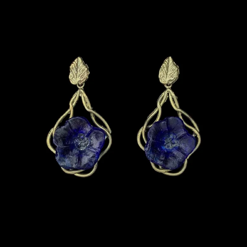 Ladies earrings graceful shine -Morning Glory Earrings - Navy Blue Flower