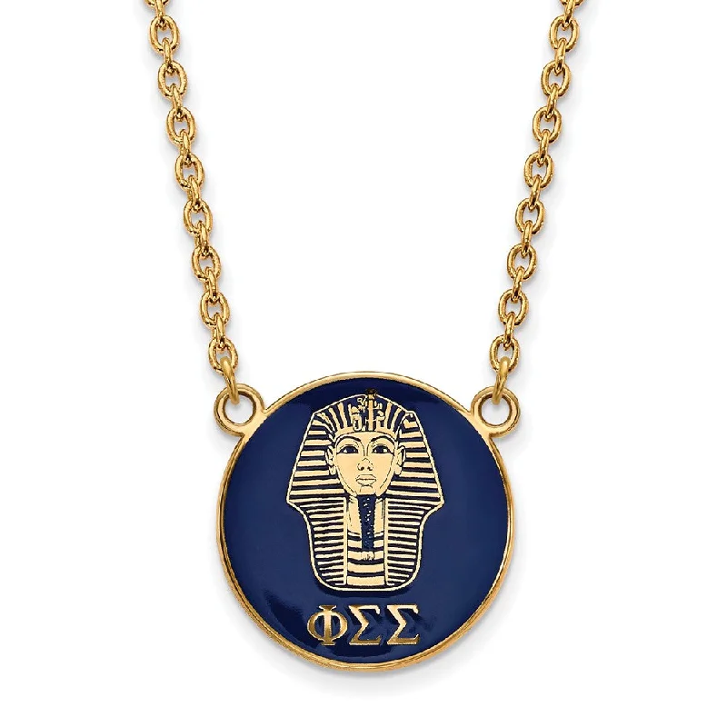 ladies-bridal-link-necklaces-14K Plated Silver Phi Sigma Sigma Large Enamel Logo Necklace