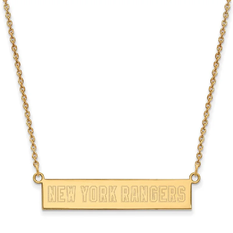 ladies-vintage-rose-gold-necklaces-SS 14k Yellow Gold Plated NHL New York Rangers SM Bar Necklace, 18 In