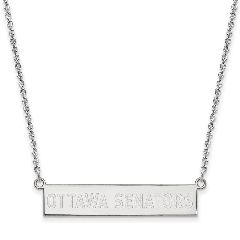 ladies-party-link-necklaces-Sterling Silver NHL Ottawa Senators Small Bar Necklace, 18 In