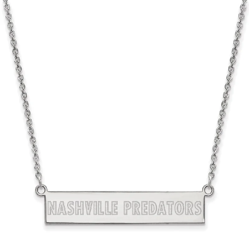 ladies-infinity-diamond-necklaces-Sterling Silver NHL Predators Small Bar Necklace, 18 In