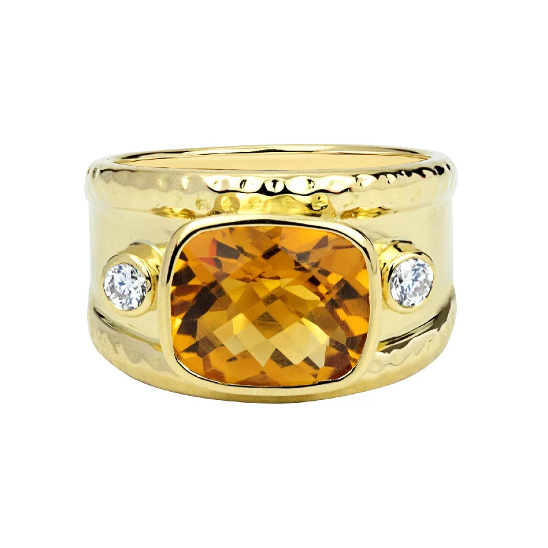 Ladies rings with mauve iolite -Ring - Citrine And Diamond (2322E)