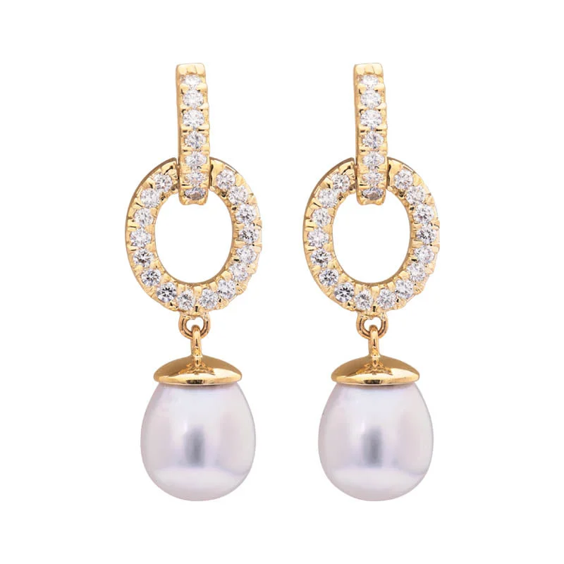 Ladies earrings with reef drops -Earrings- South Sea Pearl and Diamond