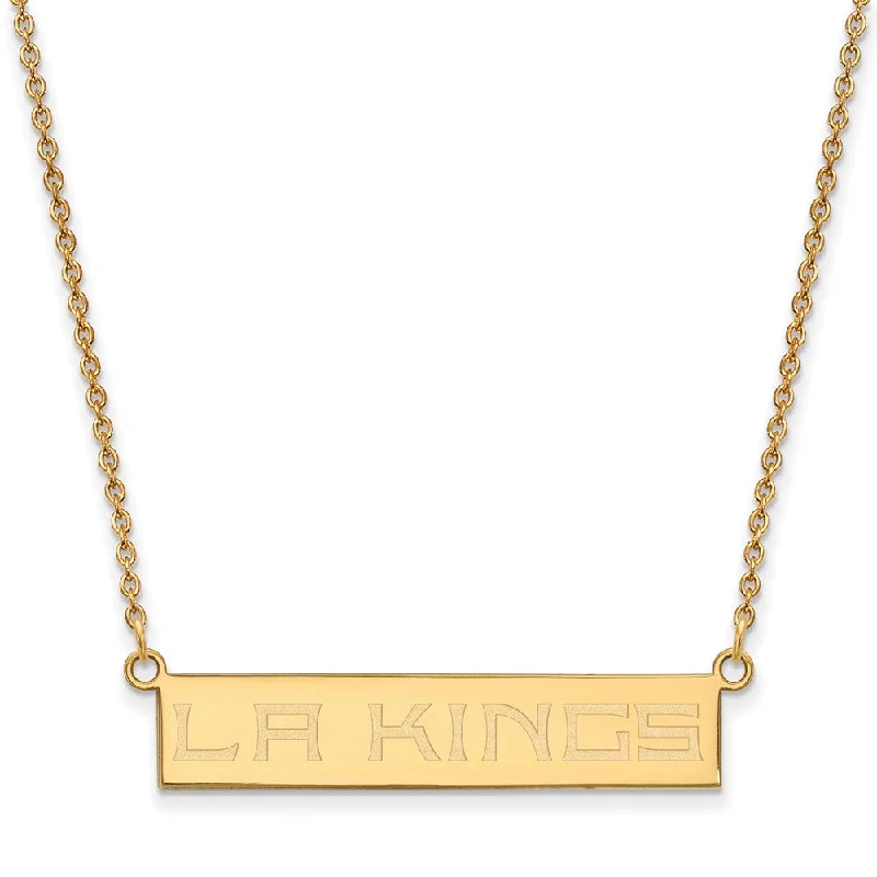 ladies-statement-gold-necklaces-SS 14k Yellow Gold Plated NHL Los Angeles Kings SM Bar Necklace, 18 In