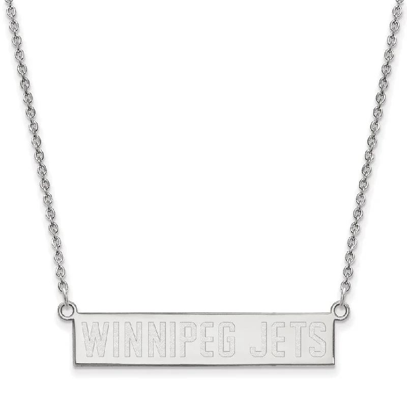 ladies-silver-box-necklaces-Sterling Silver NHL Winnipeg Jets Small Bar Necklace, 18 In