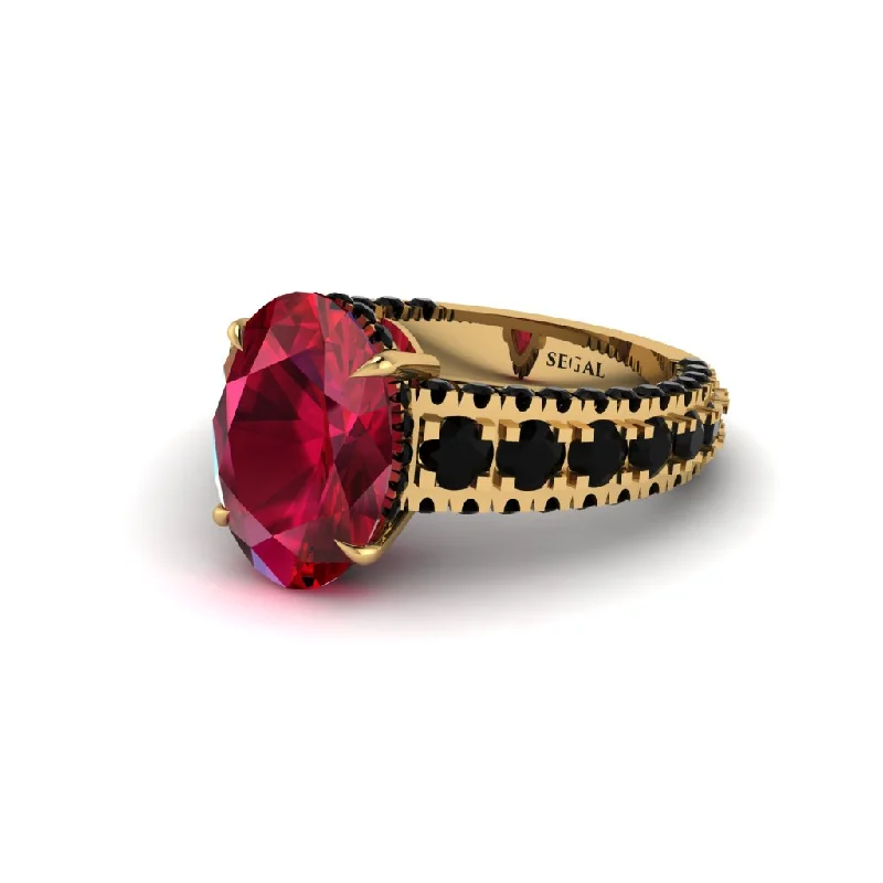 Ladies engagement rings for bold love -4ct Oval Cut Ruby Pave Engagement Ring - Selah No. 40