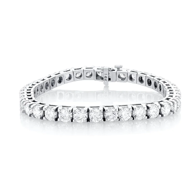 ladies-cross-gold-bracelets-12.00 Carat Round Lab Grown Diamond Tennis Bracelet set in 14K White Gold