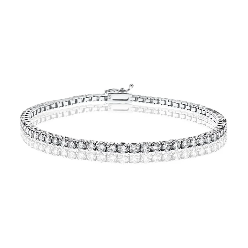 ladies-rustic-rope-bracelets-3.00 Carat Round Lab Grown Diamond Tennis Bracelet set in 14K White Gold