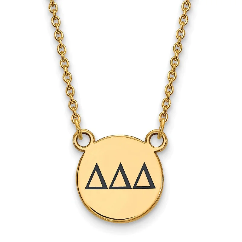 ladies-gemstone-box-necklaces-14K Plated Silver Delta Delta Delta Sm Enamel Greek Letters Necklace