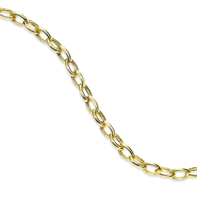 ladies-party-wrap-bracelets-Shiny Oval Link Bracelet, 14K Yellow Gold