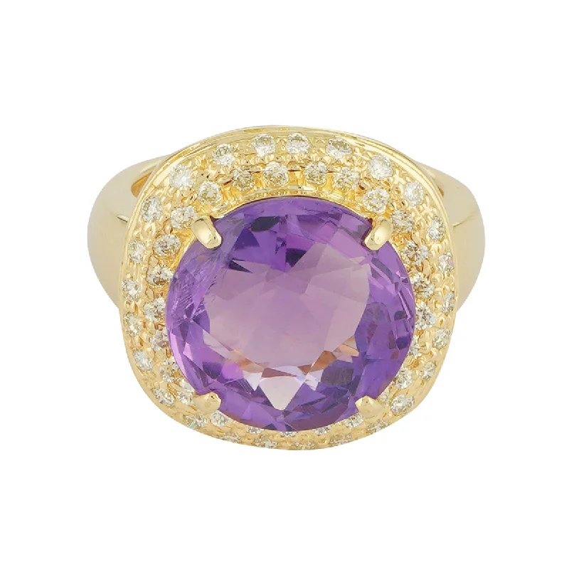 Ladies rings plaited elegance -Ring - Amethyst and Diamond (2222D)