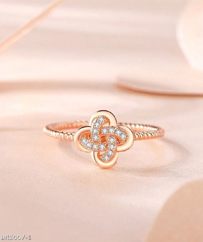 Ladies rings with mist larimar -Clover micro-set zircon ring