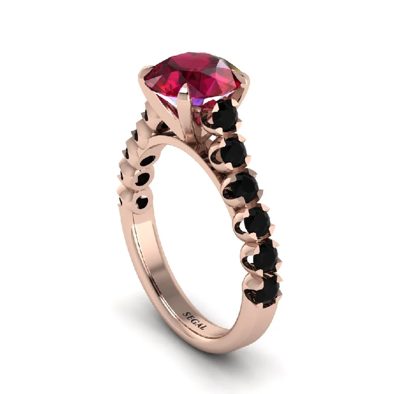 Ladies engagement rings for twilight proposals -2ct Round Cut Ruby 14K Gold Engagement Ring - Christina No. 41