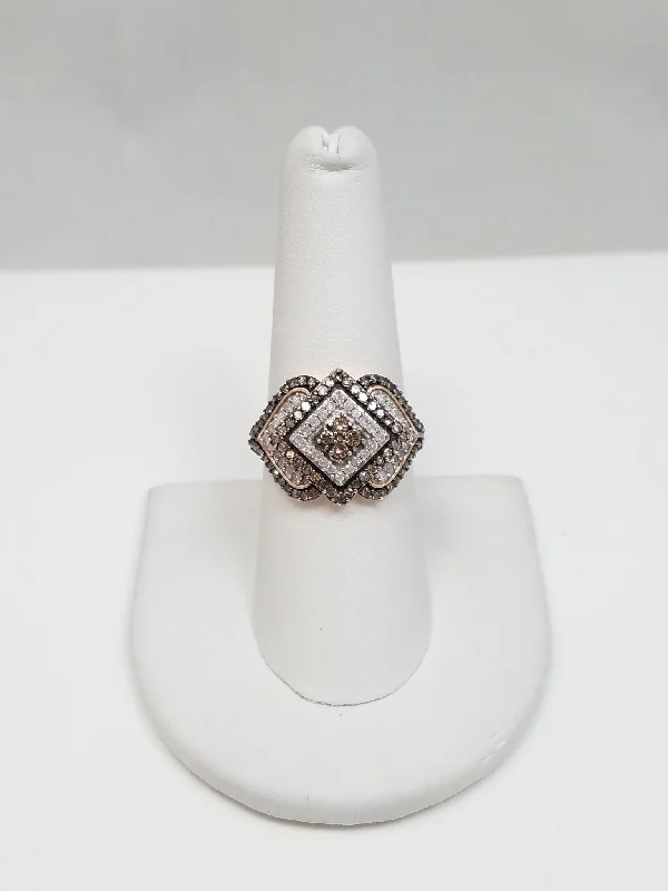 Ladies rings trendy elegance -Fashionable 10k Rose Gold Natural Diamond Custom Ring