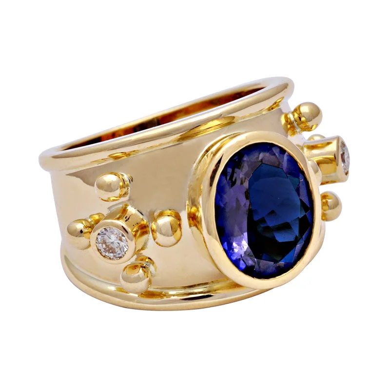 Ladies rings with trail designs -Ring-Iolite and Diamond