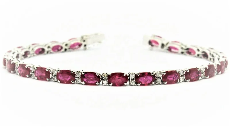 ladies-birthstone-wrap-bracelets-Ruby And Diamond Tennis Bracelet Ad No.0758