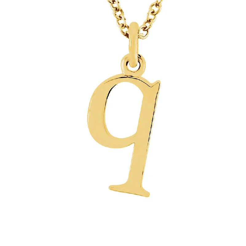 ladies-star-cable-necklaces-The Abbey Lower Case Initial 'q' Necklace in 14k Yellow Gold, 16 Inch