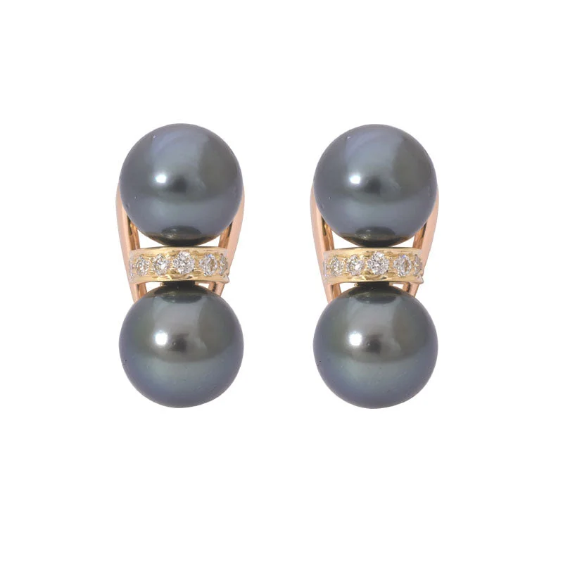 Ladies earrings arched shine -EARRINGS- SOUTH SEA PEARL AND DIAMOND