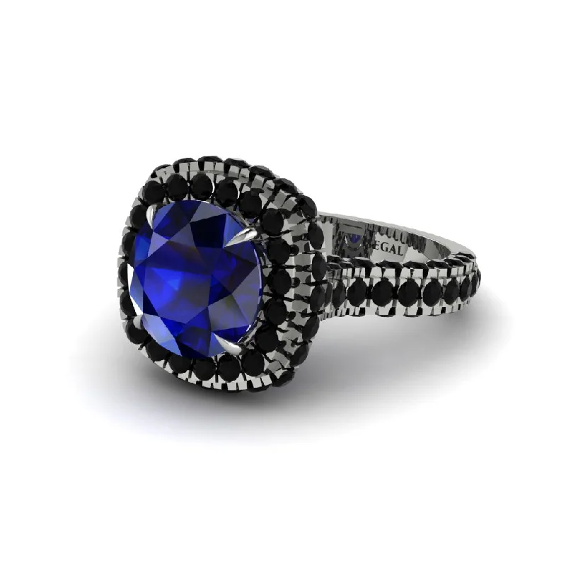 Ladies engagement rings for lazy-day love -Sapphire Pave Double Halo Engagement Ring - Eve No. 45