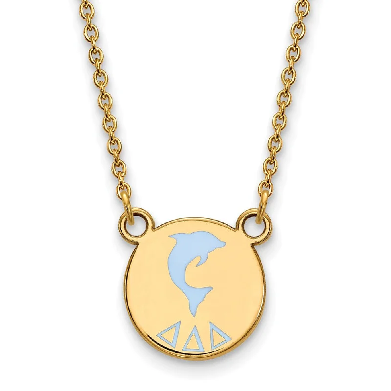 ladies-moon-rose-gold-necklaces-14K Plated Silver Delta Delta Delta Small Enamel Necklace