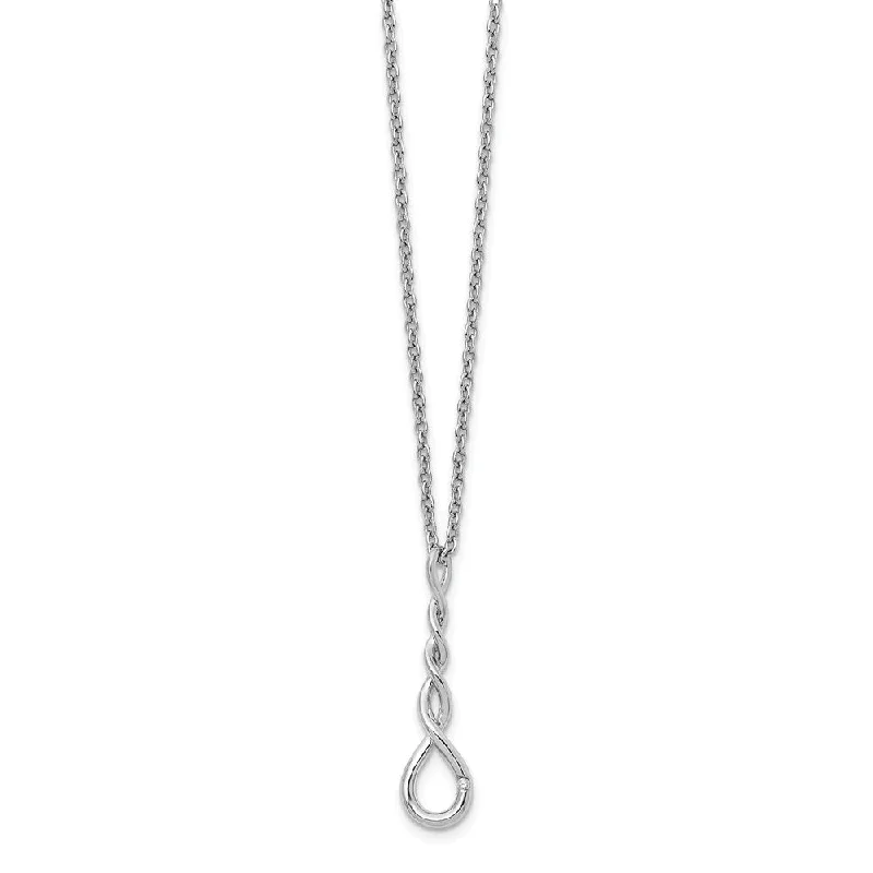 ladies-infinity-gold-necklaces-Twisted Diamond Pendant Adjustable Necklace in Rhodium Plated Silver