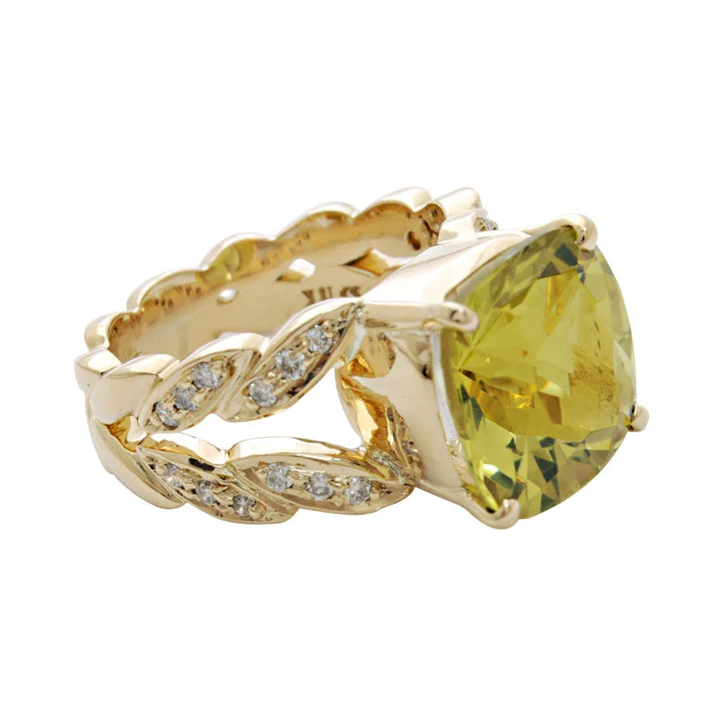 Ladies rings with trail designs -Ring- Lemon Quartz And Diamond (1792J)