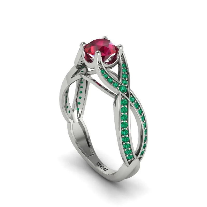 Ladies engagement rings fun vows -Ruby Eternal Twist Engagement Ring - Maisie No. 27