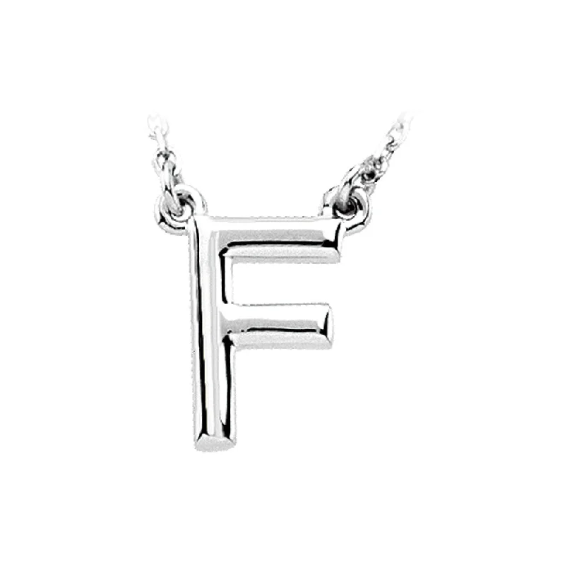 ladies-everyday-rose-gold-necklaces-14K White Gold, Kendall Collection, Block Initial F Necklace, 16 Inch