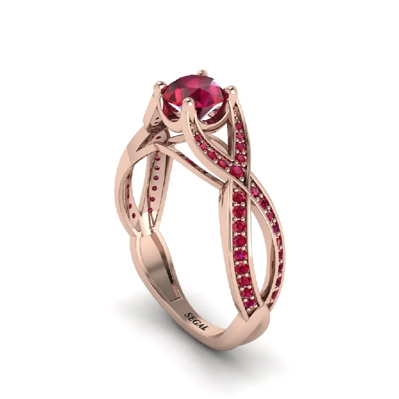 Ladies engagement rings subtle brilliance -Ruby Eternal Twist Engagement Ring - Maisie No. 56