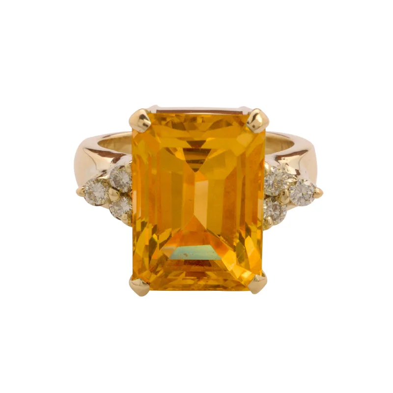 Ladies rings for beach vibes -Ring- Citrine And Diamond  (2092D)