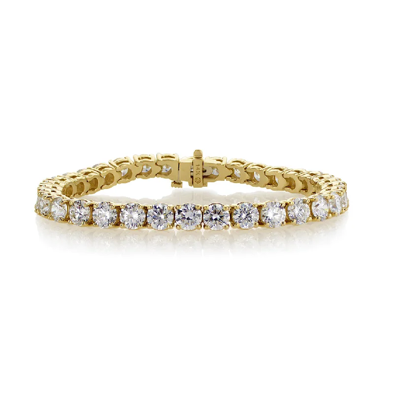 ladies-gemstone-bar-bracelets-17.50 Carat Round Diamond Lab Grown Tennis Bracelet set in 14K Yellow Gold