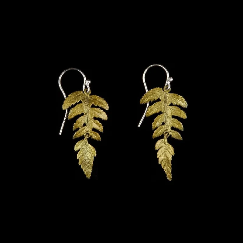 Ladies earrings with keepsake drops -Fern Earrings - Large Single Leaf Wire