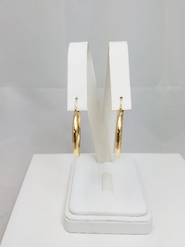 Ladies earrings with lace agate -Classic 14k Yellow Gold Hollow Hoop Earrings