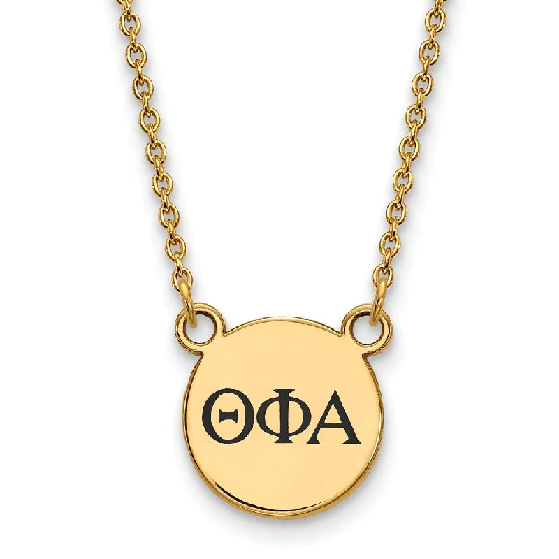 ladies-party-woven-necklaces-14K Plated Silver Theta Phi Alpha Small Enamel Greek Letters Necklace