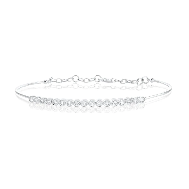 ladies-party-wrap-bracelets-0.58 Cttw Diamond Bezel-Set Milgrain 14K White Gold Bangle Bracelet