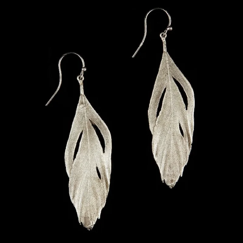 Ladies earrings fun sparkle -Feather Earring - Cut Out Wire Silver