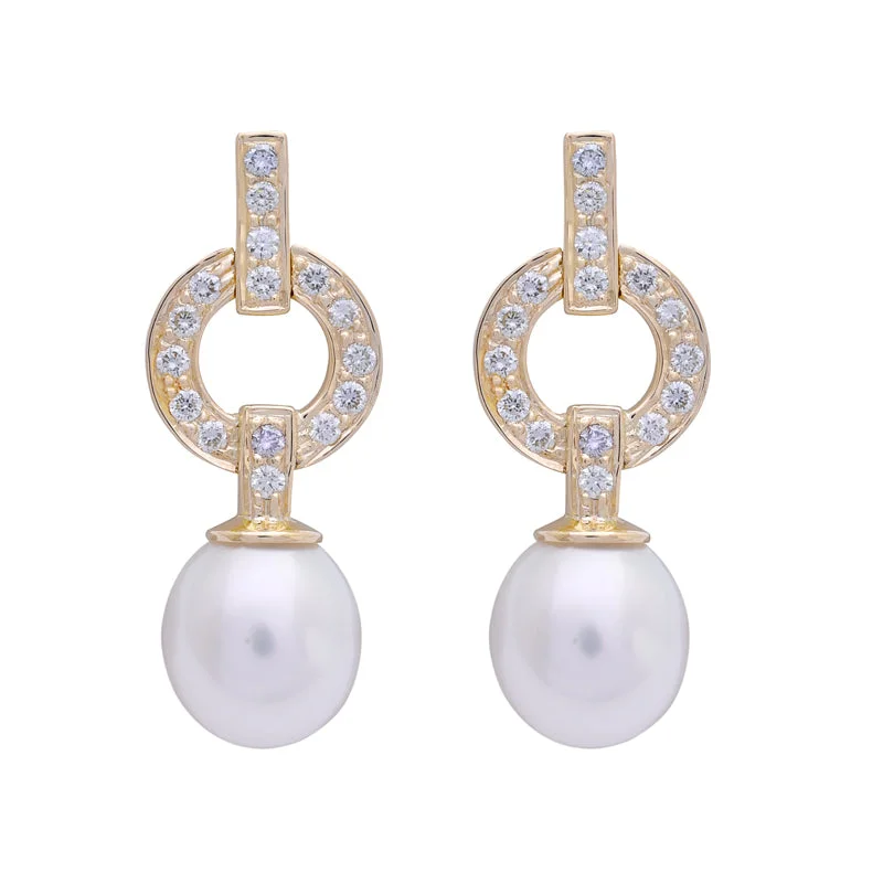 Ladies earrings for fashion pros -Earrings- South Sea Pearl and Diamond