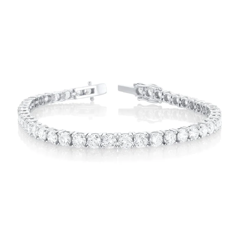 ladies-luxury-silver-bracelets-10.75 Carat Round Lab Grown Diamond Tennis Bracelet set in 14K White Gold