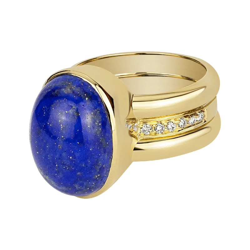 Ladies rings for class vibes -Ring - Lapis Lazuli And Diamond (1836N)