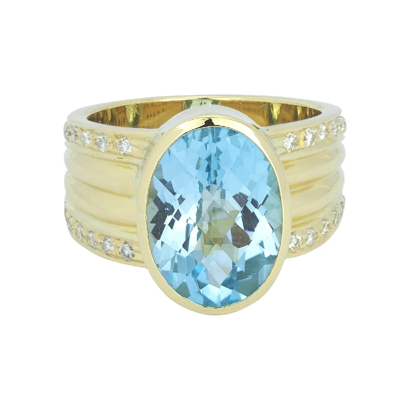 Ladies rings with alphabet designs -Ring - Blue Topaz And Diamond