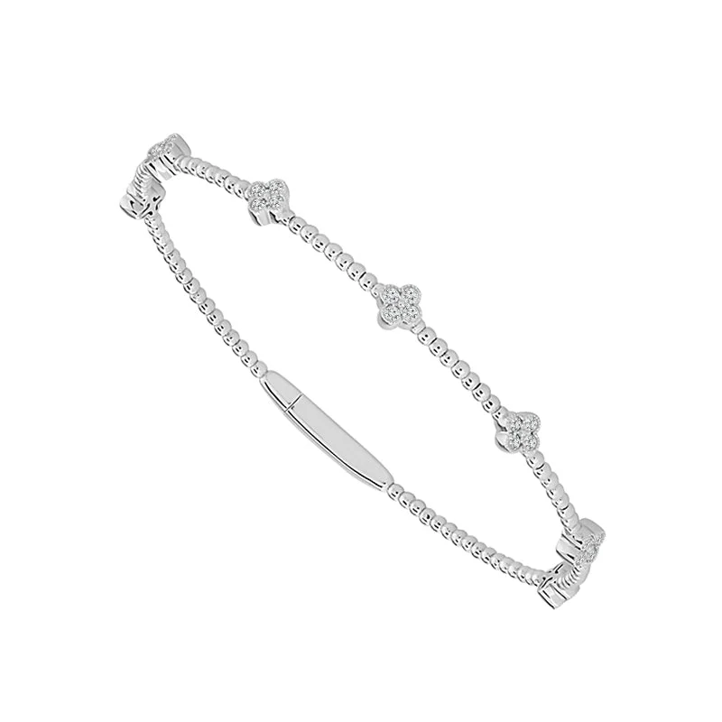 ladies-modern-bar-bracelets-2/5 Ctw Flexible Diamond Bangle Bracelet in 14 Karat White Gold